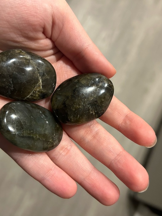 Other - Polished Labradorite Dark Green Stone Palm Stones (Set of 3)